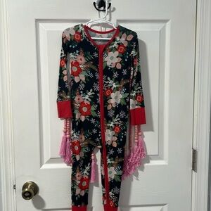 Little Sleepies poinsettia zippy, never worn or washed